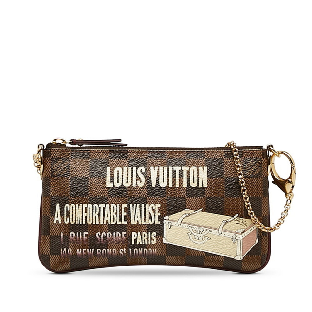 LOUIS VUITTON Authentic Brown Leather Pochette Pouch